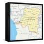 Congo Democratic Republic Political Map-Peter Hermes Furian-Framed Stretched Canvas