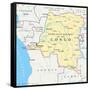 Congo Democratic Republic Political Map-Peter Hermes Furian-Framed Stretched Canvas