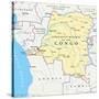 Congo Democratic Republic Political Map-Peter Hermes Furian-Stretched Canvas