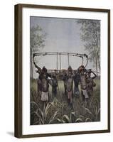 Congo Native Carrying Part of Steamboat Faidherbe Through Savannah Between Congo and Nile-null-Framed Giclee Print