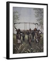 Congo Native Carrying Part of Steamboat Faidherbe Through Savannah Between Congo and Nile-null-Framed Giclee Print