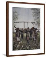 Congo Native Carrying Part of Steamboat Faidherbe Through Savannah Between Congo and Nile-null-Framed Giclee Print