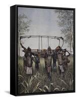 Congo Native Carrying Part of Steamboat Faidherbe Through Savannah Between Congo and Nile-null-Framed Stretched Canvas
