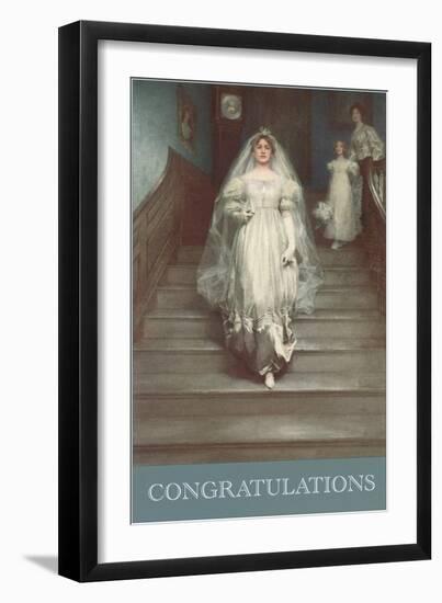 Congratulations, Bride on Stairs-null-Framed Art Print