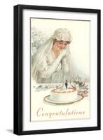 Congratulations, Bride with Cake-null-Framed Art Print