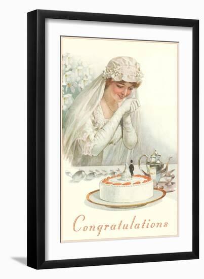 Congratulations, Bride with Cake-null-Framed Art Print