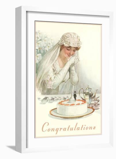 Congratulations, Bride with Cake-null-Framed Art Print