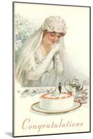 Congratulations, Bride with Cake-null-Mounted Art Print