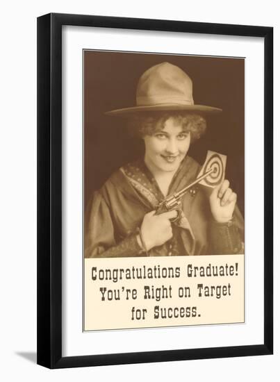 Congratulations Graduate, Cowgirl with Pistol-null-Framed Art Print