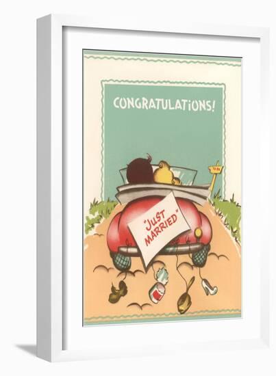 Congratulations, Just Married, Back of Car-null-Framed Art Print