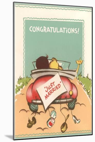 Congratulations, Just Married, Back of Car-null-Mounted Art Print