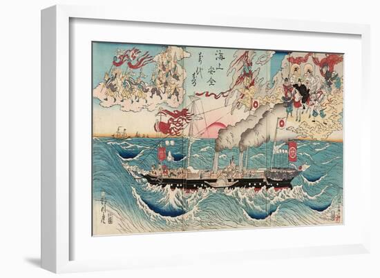 Congratulations on Maritime Security for All Eternity-Kyosai Kawanabe-Framed Giclee Print