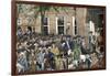 Congress Leaving Independence Hall to the First Reading of the Declaration of Independence, c.1776-null-Framed Giclee Print