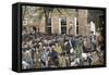 Congress Leaving Independence Hall to the First Reading of the Declaration of Independence, c.1776-null-Framed Stretched Canvas