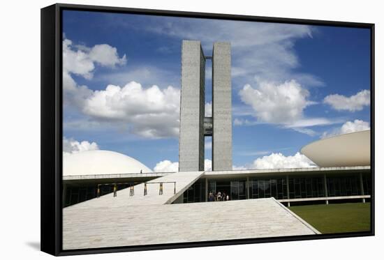 Congresso Nacional (Nat'l Congress) Designed by Oscar Niemeyer, Brasilia, UNESCO Site, Brazil-Yadid Levy-Framed Stretched Canvas