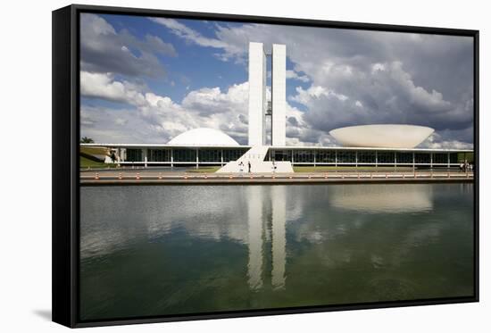 Congresso Nacional (Nat'l Congress) Designed by Oscar Niemeyer, Brasilia, UNESCO Site, Brazil-Yadid Levy-Framed Stretched Canvas