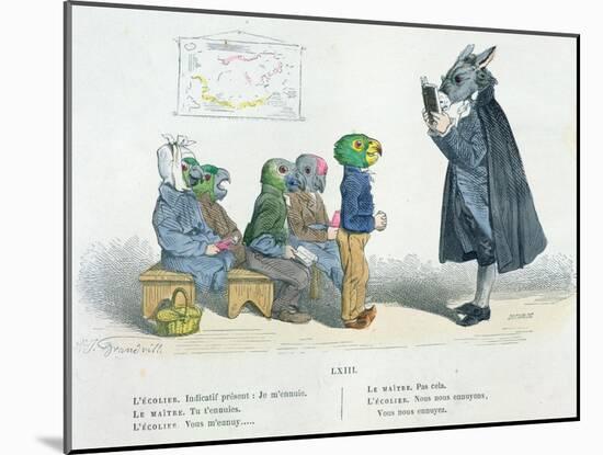 "Conjugate the Present Indicative, I Am Bored…"-Grandville-Mounted Giclee Print