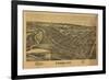 Conneaut, Ohio - Panoramic Map-Lantern Press-Framed Art Print