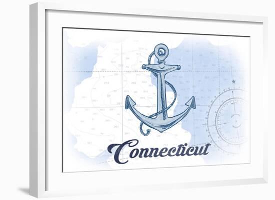 Connecticut - Anchor - Blue - Coastal Icon-Lantern Press-Framed Art Print