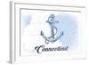Connecticut - Anchor - Blue - Coastal Icon-Lantern Press-Framed Art Print