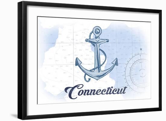 Connecticut - Anchor - Blue - Coastal Icon-Lantern Press-Framed Art Print