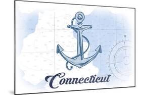 Connecticut - Anchor - Blue - Coastal Icon-Lantern Press-Mounted Art Print