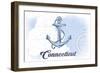 Connecticut - Anchor - Blue - Coastal Icon-Lantern Press-Framed Art Print