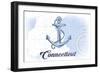 Connecticut - Anchor - Blue - Coastal Icon-Lantern Press-Framed Art Print