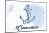 Connecticut - Anchor - Blue - Coastal Icon-Lantern Press-Mounted Art Print