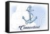 Connecticut - Anchor - Blue - Coastal Icon-Lantern Press-Framed Stretched Canvas