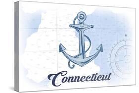 Connecticut - Anchor - Blue - Coastal Icon-Lantern Press-Stretched Canvas