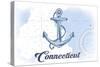 Connecticut - Anchor - Blue - Coastal Icon-Lantern Press-Stretched Canvas