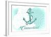 Connecticut - Anchor - Teal - Coastal Icon-Lantern Press-Framed Art Print