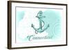 Connecticut - Anchor - Teal - Coastal Icon-Lantern Press-Framed Art Print