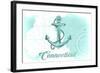 Connecticut - Anchor - Teal - Coastal Icon-Lantern Press-Framed Art Print