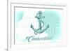 Connecticut - Anchor - Teal - Coastal Icon-Lantern Press-Framed Premium Giclee Print