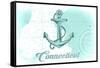 Connecticut - Anchor - Teal - Coastal Icon-Lantern Press-Framed Stretched Canvas