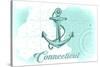 Connecticut - Anchor - Teal - Coastal Icon-Lantern Press-Stretched Canvas