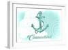 Connecticut - Anchor - Teal - Coastal Icon-Lantern Press-Framed Art Print