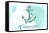 Connecticut - Anchor - Teal - Coastal Icon-Lantern Press-Framed Stretched Canvas