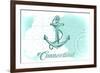 Connecticut - Anchor - Teal - Coastal Icon-Lantern Press-Framed Art Print