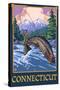 Connecticut - Angler Fisherman Scene-Lantern Press-Stretched Canvas