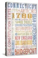 Connecticut - Barnwood Typography-Lantern Press-Stretched Canvas