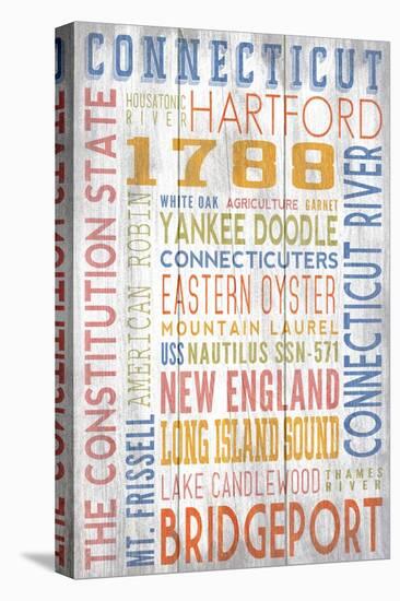 Connecticut - Barnwood Typography-Lantern Press-Stretched Canvas