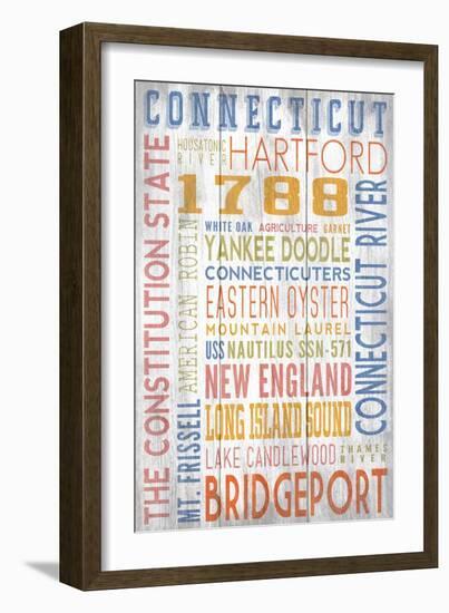 Connecticut - Barnwood Typography-Lantern Press-Framed Art Print