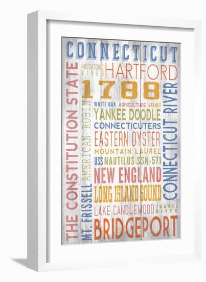 Connecticut - Barnwood Typography-Lantern Press-Framed Art Print