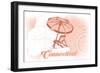 Connecticut - Beach Chair and Umbrella - Coral - Coastal Icon-Lantern Press-Framed Art Print