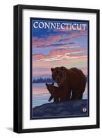 Connecticut - Bear and Cub-Lantern Press-Framed Art Print