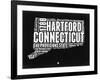 Connecticut Black and White Map-NaxArt-Framed Art Print