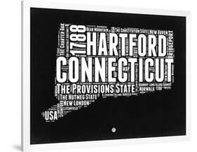 Connecticut Black and White Map-NaxArt-Framed Art Print